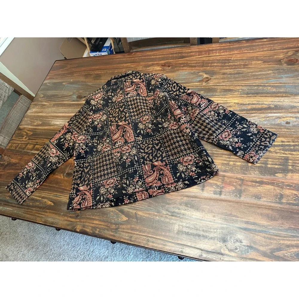VINTAGE C.M.‎ Shapes Tapestry Jacket Floral Paisley Print Button Front Coat 18W
